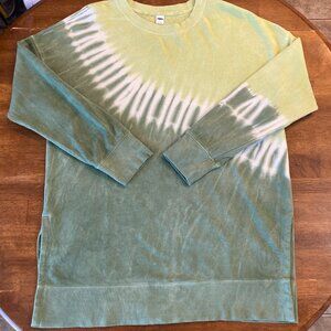 Old Navy Oversized Vintage Tunic Tie Dye Sweatshirt Yellow/Green Size Large NWOT